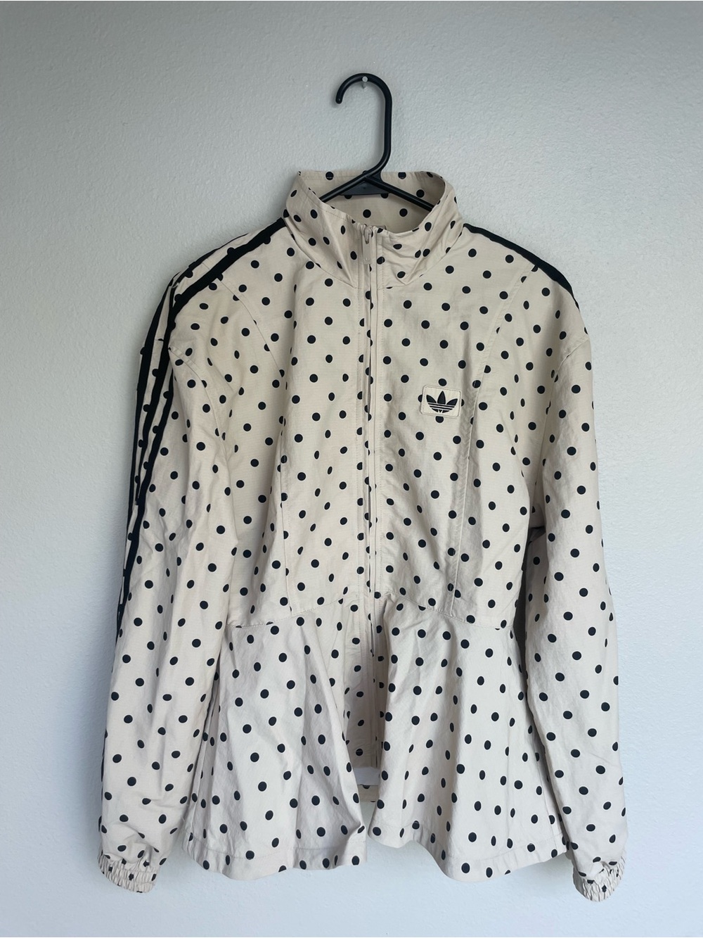 ASOS x Adidas Cream Polka Dot  Peplum Track Jacket